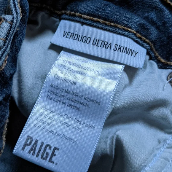 Paige Verdugo Ultra Skinny Distressed Knees Medium Wash Skinny Jean Size 25 - Picture 4 of 6